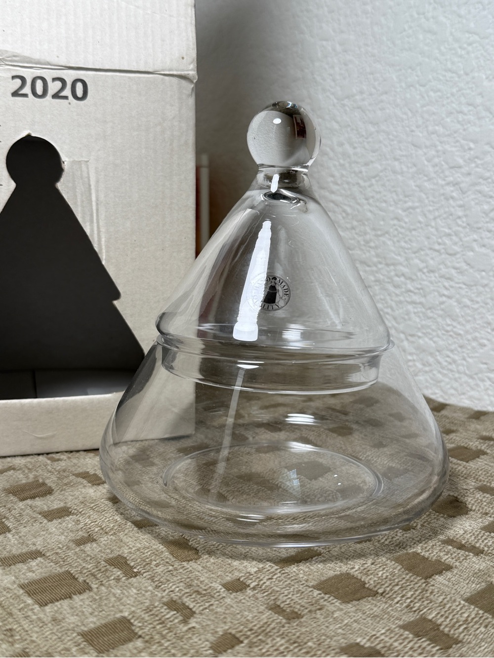 IKEA VINTER 2020 Limited edition Clear Glass Tree Bowl w/ Lid Cloche Cover 6in